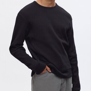 [S]Kotn Men's Black Atlas Waffle Knit Egyptian Cotton Sweatshirt
